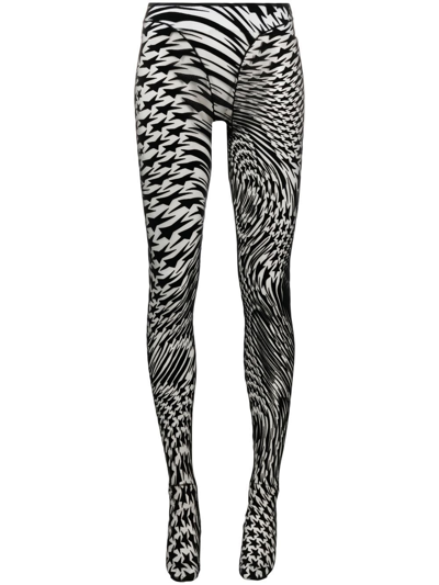 Mugler Star-mesh High-waisted Leggings In Grey