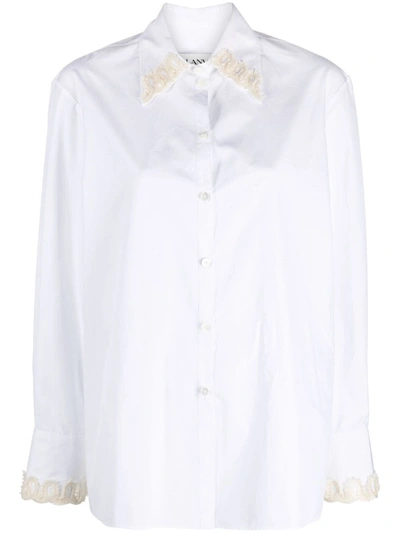 Lanvin Pointed-collar Cotton Shirt In White