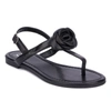New York And Company Rosette Women's Single Flower Thong T-strap Sandal In Black