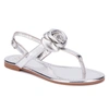 New York And Company Rosette Women's Single Flower Thong T-strap Sandal In Silver
