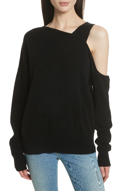 Elizabeth And James Hearst Asymmetric-neck Wool And Cashmere-blend Sweater In Black