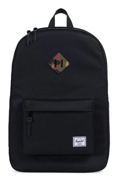 Herschel Supply Co Heritage Reflective Backpack - Black In Black/ Woodland Camo