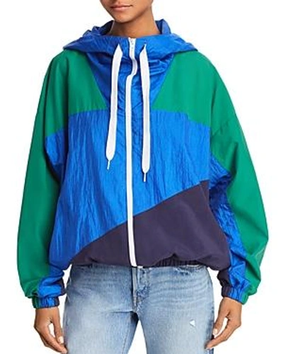 Kendall + Kylie Colorblock Windbreaker Jacket In Green/ Blue