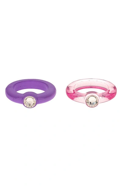 Ettika Set Of 2 Purple & Pink Resin Rings