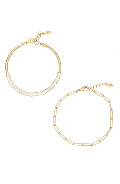 Ettika Links And Shine 18k Gold Plated Anklet Set Of 2