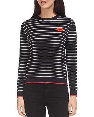 Whistles Kiss Embroidered Stripe Sweater In Multicolor