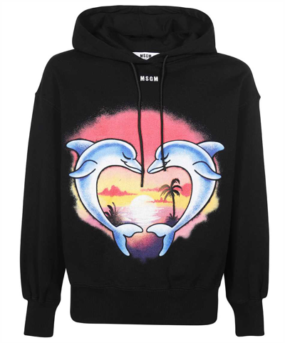 Msgm Hoodie In Black