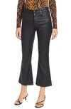 Ag The Quinne Coated High Waist Crop Flare Jeans In Leatherette Sba
