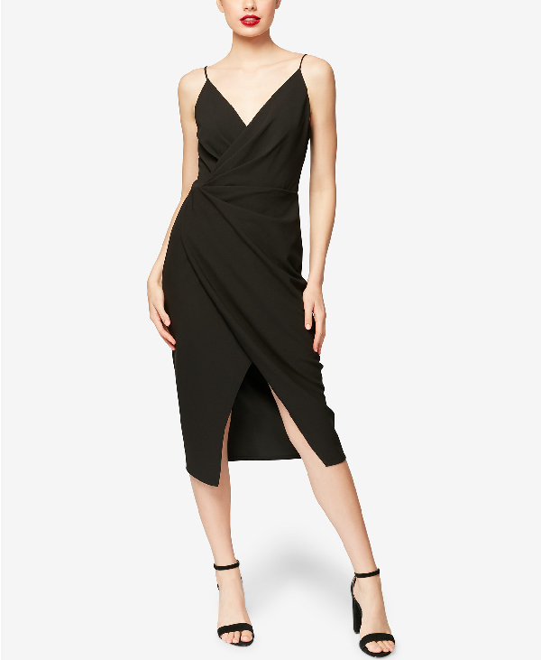 betsey johnson draped surplice sheath dress