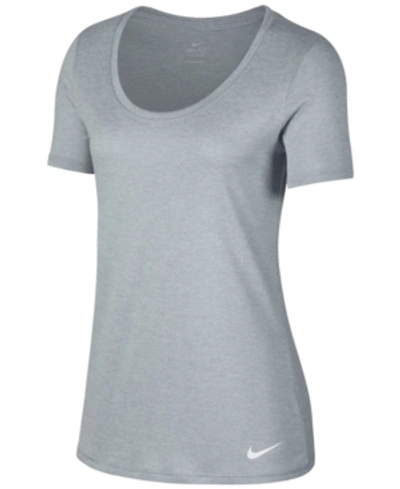 Nike Dry Legend Scoop Neck Training Top In Wolf Grey/white