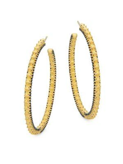 Freida Rothman Spiked Hoop Earrings In Gold