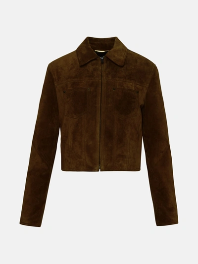 Saint Laurent Suede Jacket In Brown