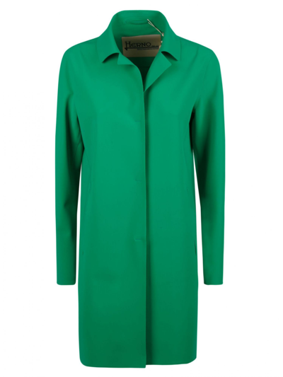 Herno Stretch Techno Jersey Trench Coat In Green