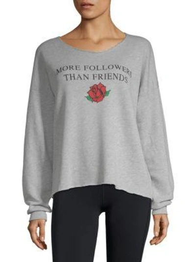 Wildfox Graphic Cropped Sweater In Heather
