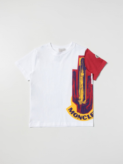 Moncler Kids' Cotton T-shirt In Blanc