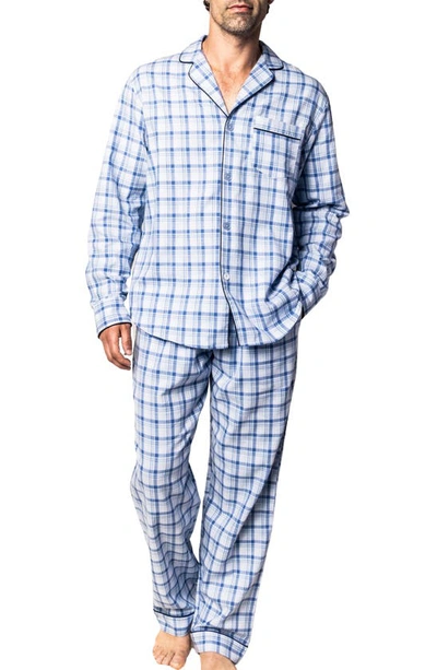 Petite Plume Seafarer Tartan Plaid Cotton Pyjamas In Blue