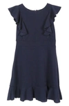 Zunie Kids' Ruffle Skater Dress In Navy