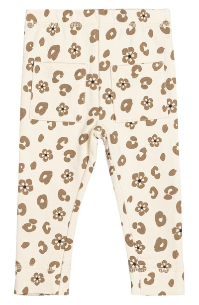 Miles The Label Babies' Floral Stretch Organic Cotton Pocket Leggings In Beige