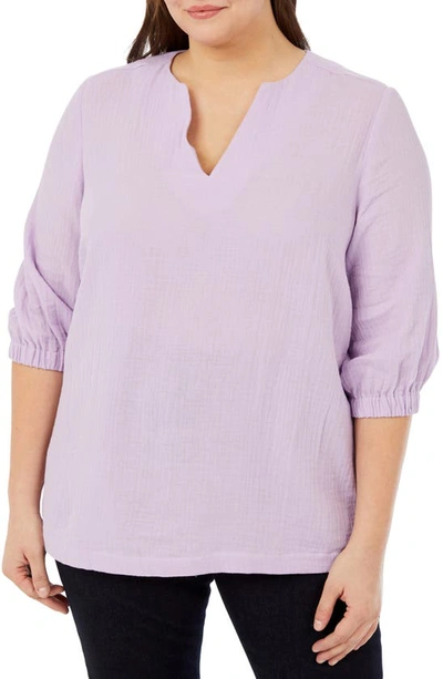 Foxcroft Evie Cotton Gauze Blouse In Orchid Bouquet