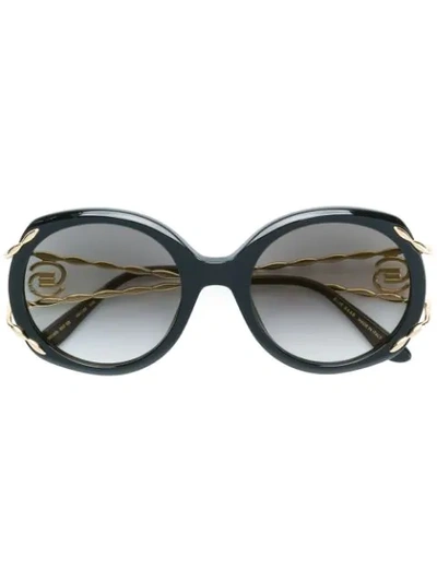 Elie Saab Logo Oversized Sunglasses In Black