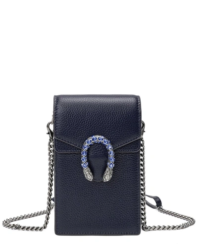 Tiffany & Fred Leather Phone Bag In Blue