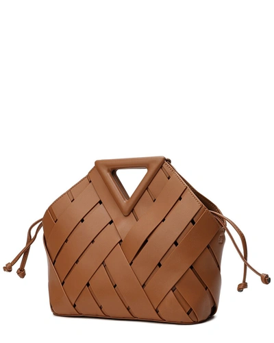Tiffany & Fred Smooth & Perforated Leather Shoulder Bag In Brown