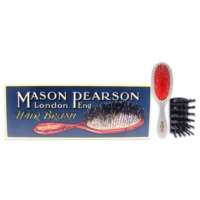 Mason Pearson Handy Nylon Brush - N3 Ivory By  For Unisex - 2 Pc Hair Brush And Cleaning Brush In White