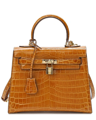 Tiffany & Fred Alligator-embossed Leather Satchel In Brown