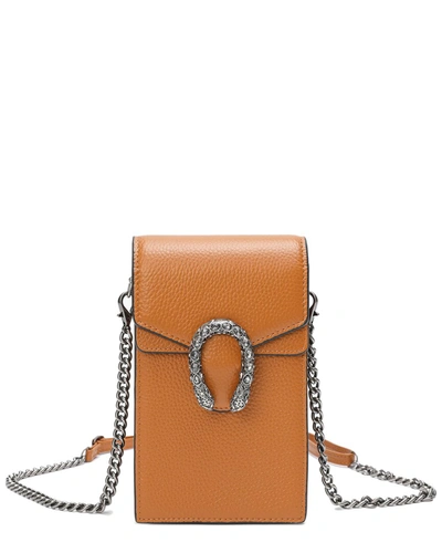 Tiffany & Fred Full-grain Leather Crossbody In Orange