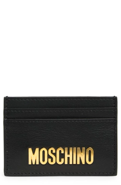 Moschino Leather Logo Cardcase In Fantasy Print Black