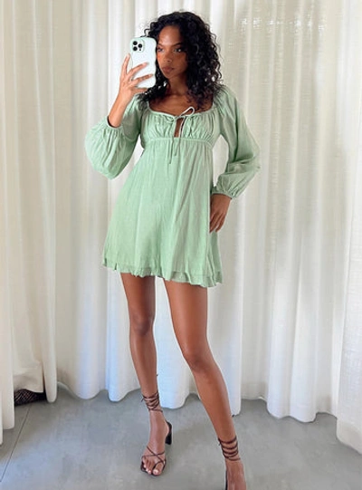 empress of love mini dress sage Princess Polly Empress Of Love Long Sleeve Mini Dress In Sage