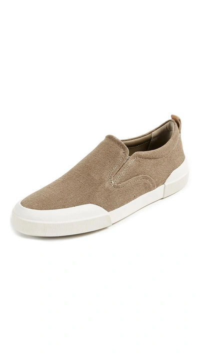 Vince Vernon Canvas Slip Ons In Flint/cuoio