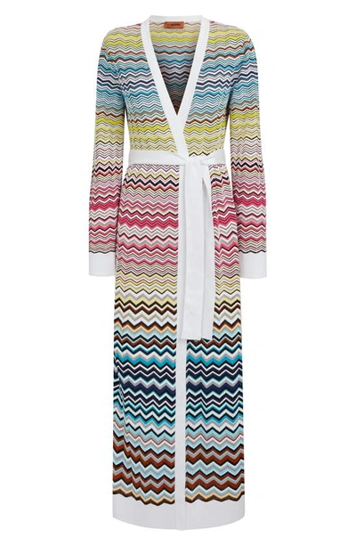 Missoni Zigzag Cotton Blend Long Cardigan In Multi