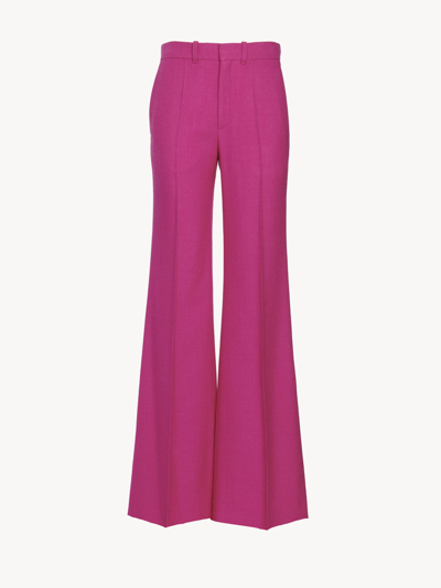 Chloé Flared Pants Pink Size 8 70% Wool, 17% Silk, 13% Cashmere In Fuchsia
