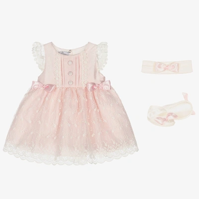 Beau Kid Babies'  Girls Pink Embroidered Tulle Dress Set