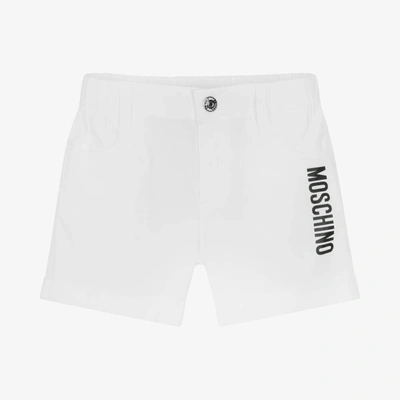 Moschino Baby Babies' White Cotton Logo Chino Shorts