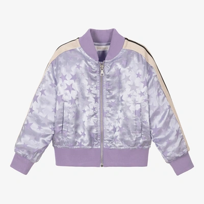 Palm Angels Babies' Girls Lilac Star Jacquard Track Top In Purple