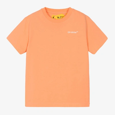 Off-white Babies' Coral Orange Industrial Logo T-shirt