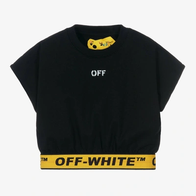 Off-white Babies' Girls Black Industrial Cropped T-shirt