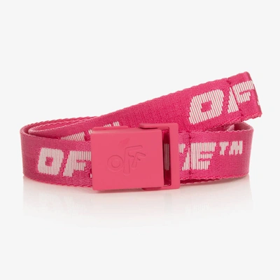 Off-white Pink & White Industrial Logo Belt