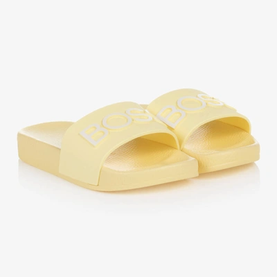 Hugo Boss Pastel Yellow Logo Sliders