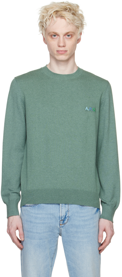 Apc Marvin Sweater In Pka Heathered Green