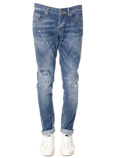 Dondup Ritchie Denim Cotton Stone Washed Jeans In Blu