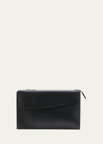 Valextra Men's Pocket Crossbody Bag In Nero