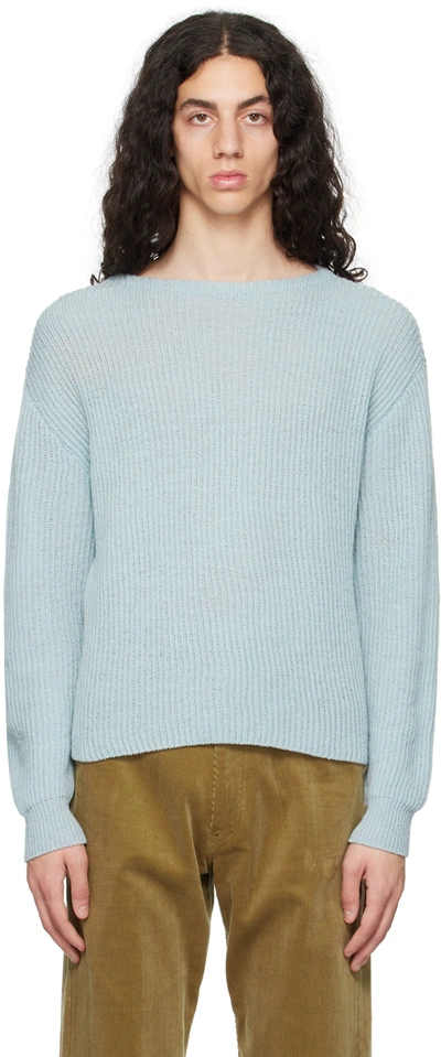 Auralee Ribbed-knit Wool Jumper In Blue