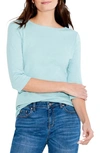 Nic + Zoe Boat Neck Cotton Blend T-shirt In Aqua