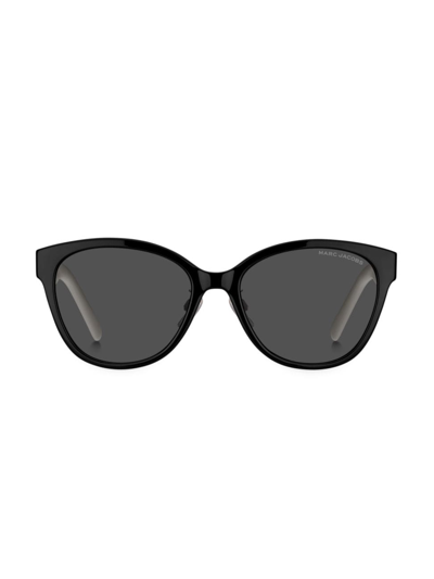 Marc Jacobs Women's 55mm Round Colourblocked Sunglasses In Black White Grey