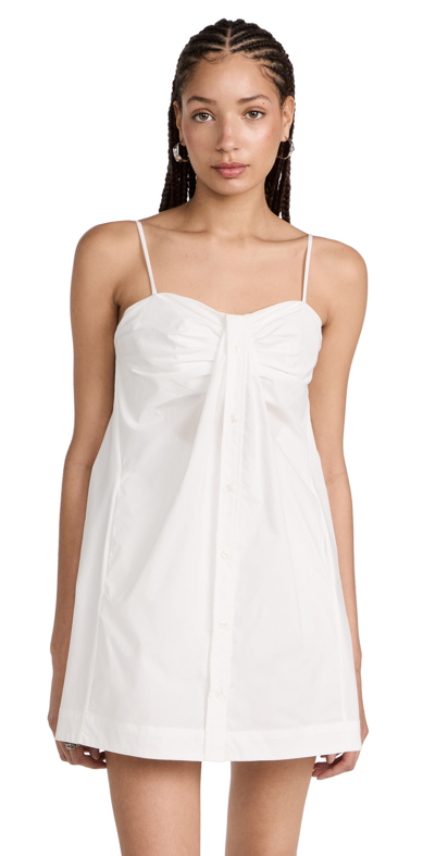 Simkhai Kendall Cotton Poplin Twisted Button Front Shirt In White