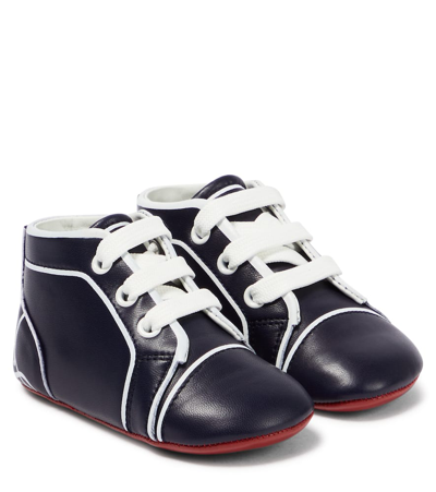 Christian Louboutin Baby Funnytopi Leather Trainers In Navy