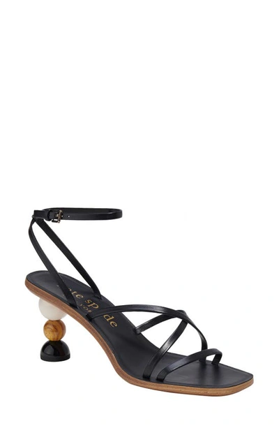 Kate Spade Women's Charmer 70mm Leather Strappy Sculptural-heel Sandals In Black Multi.